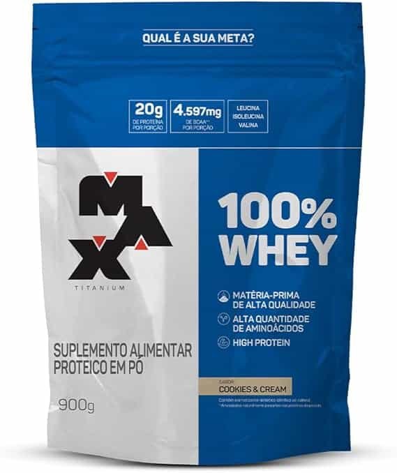 100% Whey Refil (900g) - Cookies and Cream - Max Titanium, Max Titanium 100% Whey Refil (900g) - Cookies and Cream - Max Titanium, Max Titanium - Imagem 1