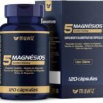 5 Magnésios 500mg 120 Cápsulas - Quelato Malato Taurato Citrato e Óxido de Magnésio