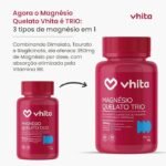 Magnésio Quelato Trio, Dimalato, Bisglicinato e Taurato com Vitamina B6 350mg Vhita 60 Cápsulas - Imagem 2
